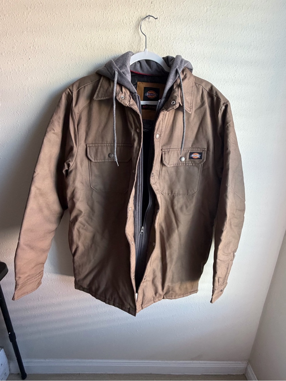Dickies Brown Work Jacket with Gray Removable Hood